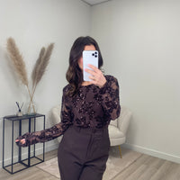 Shimmer Mesh Top Bruin