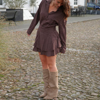 Brown Blocked Dress