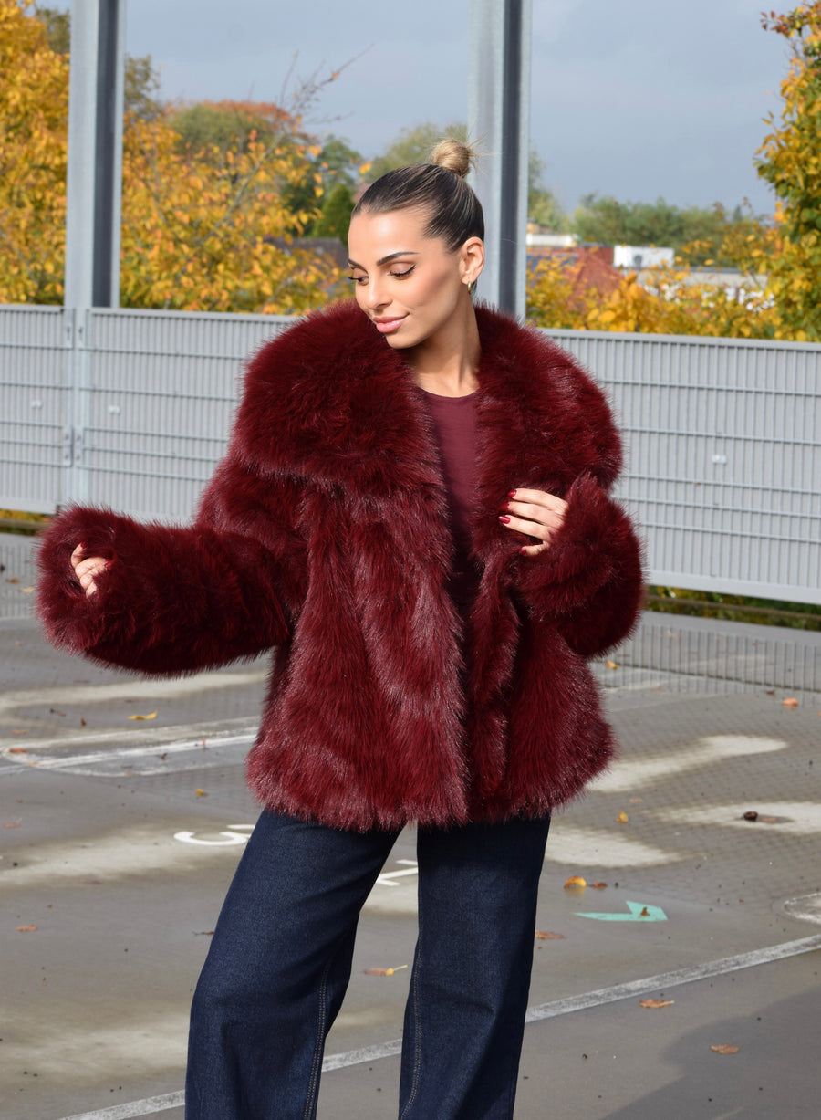 Fur Jacket Bordeaux