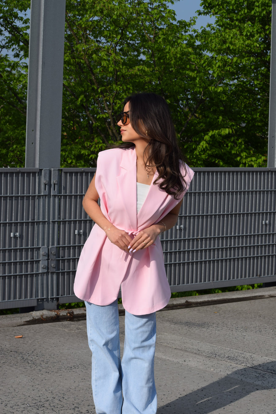 Fitted Gilet Roze