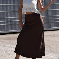 Satin Skirt Brown