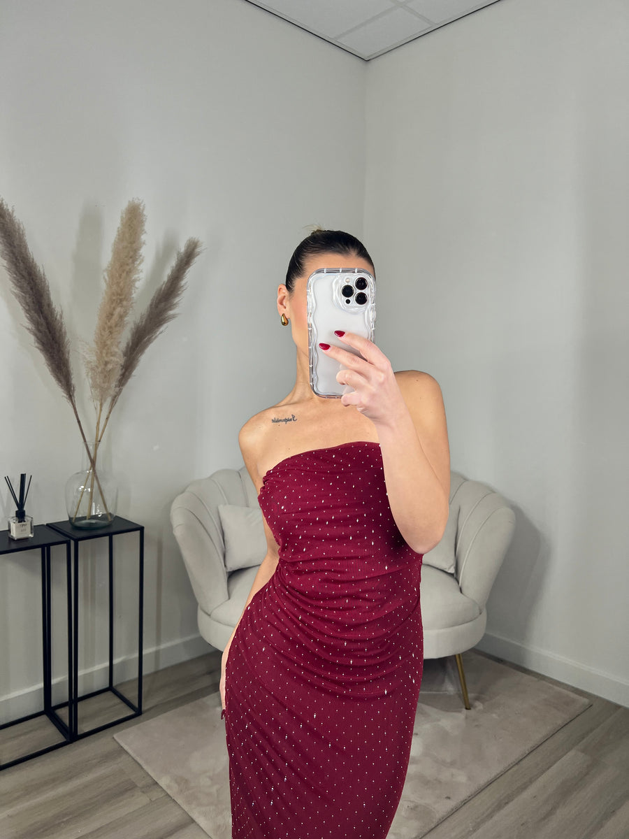 Shimmer Jurk Bordeaux