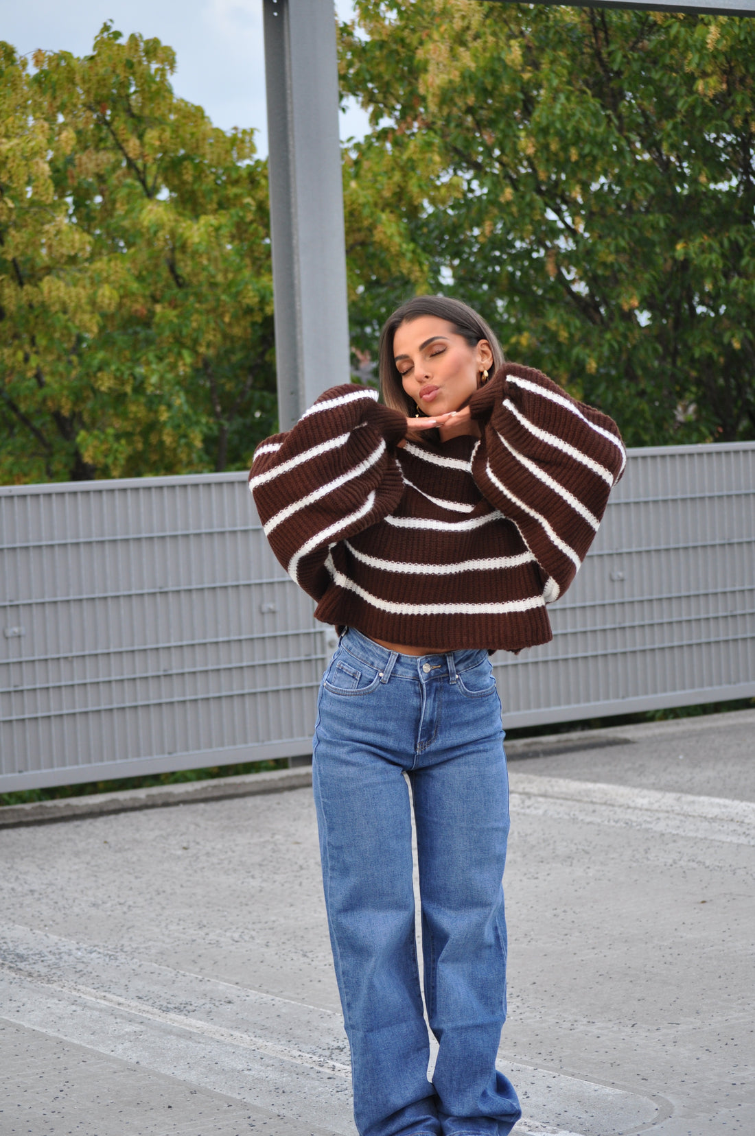 Stripe Trui Bruin