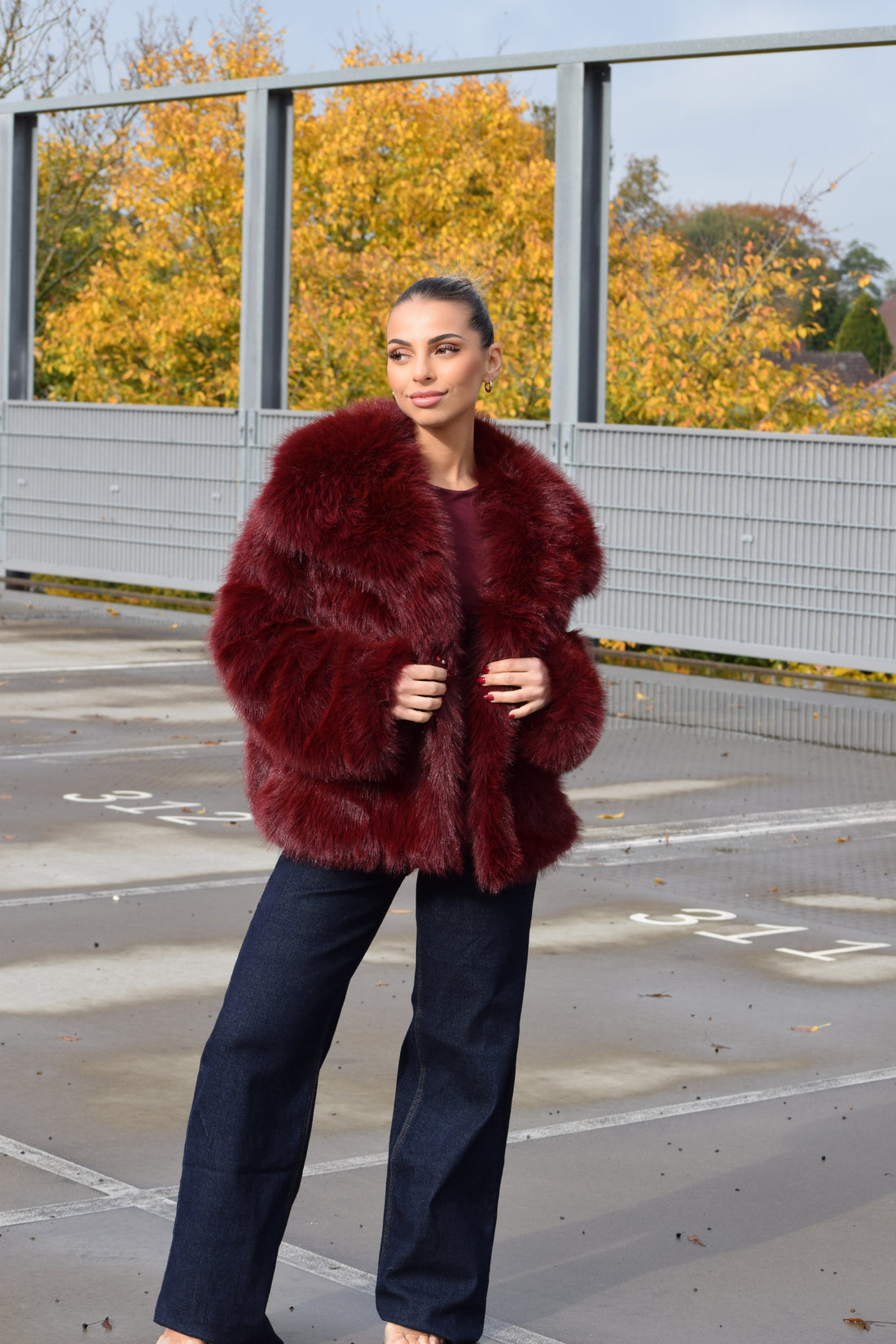 Fur Jacket Bordeaux