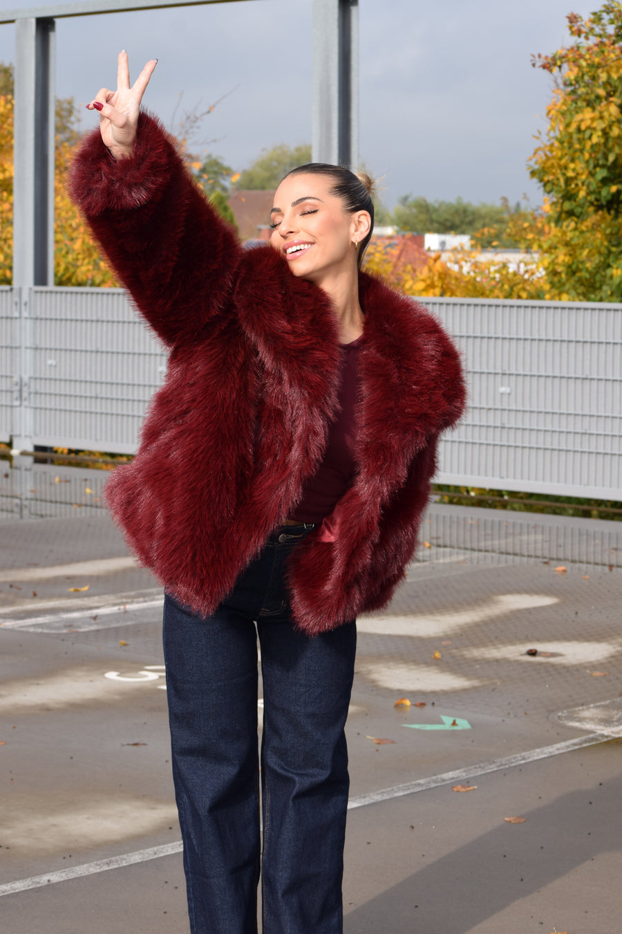 Fur Jacket Bordeaux