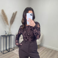 Shimmer Mesh Top Bruin