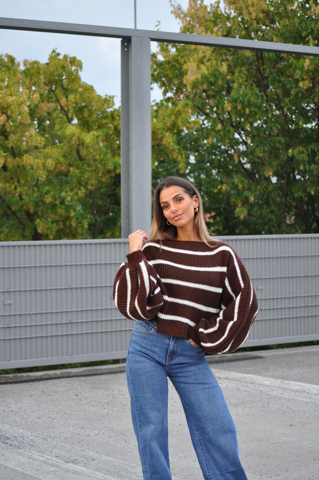 Stripe Trui Bruin