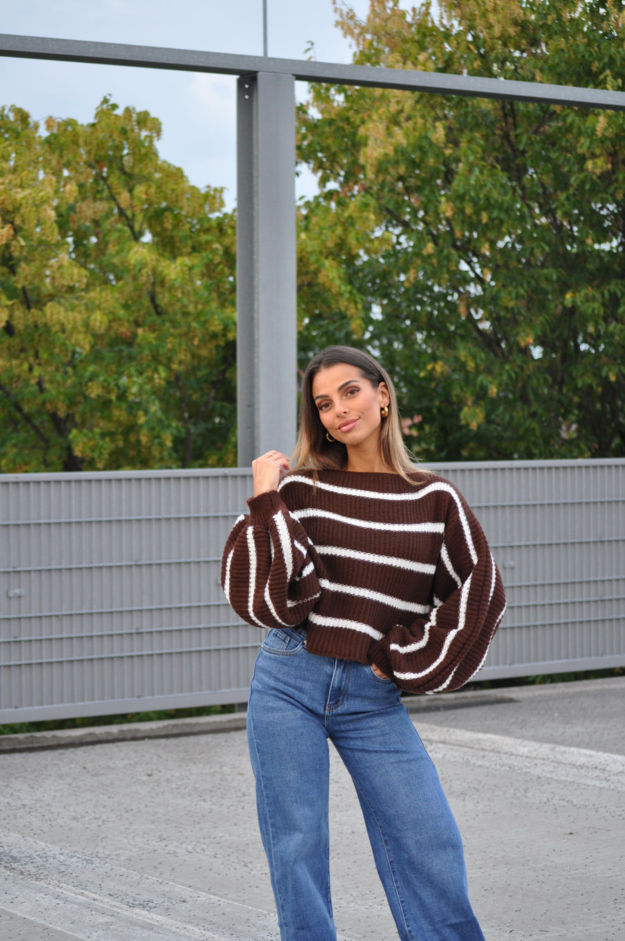 Stripe Trui Bruin