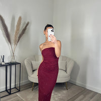 Shimmer Jurk Bordeaux