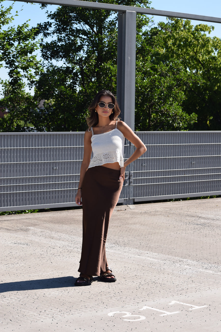 Satin Skirt Brown