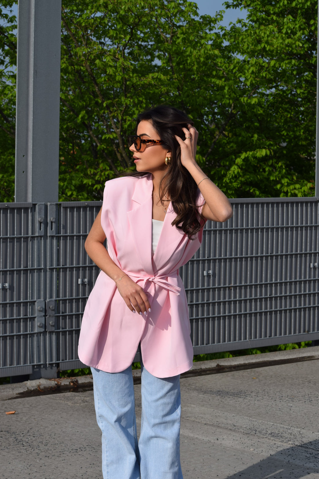 Fitted Gilet Roze