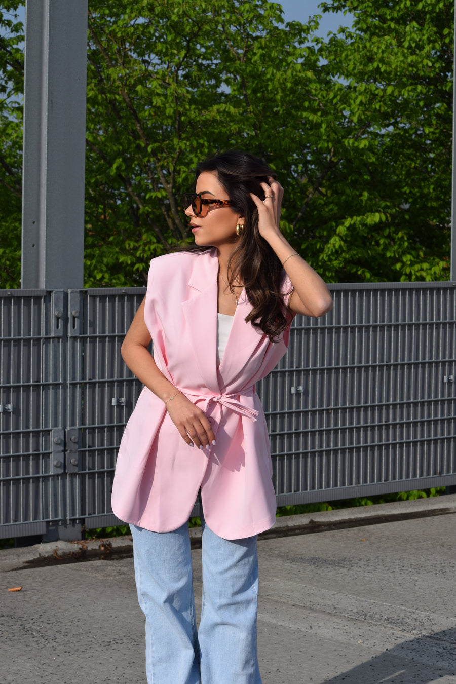 Fitted Gilet Roze
