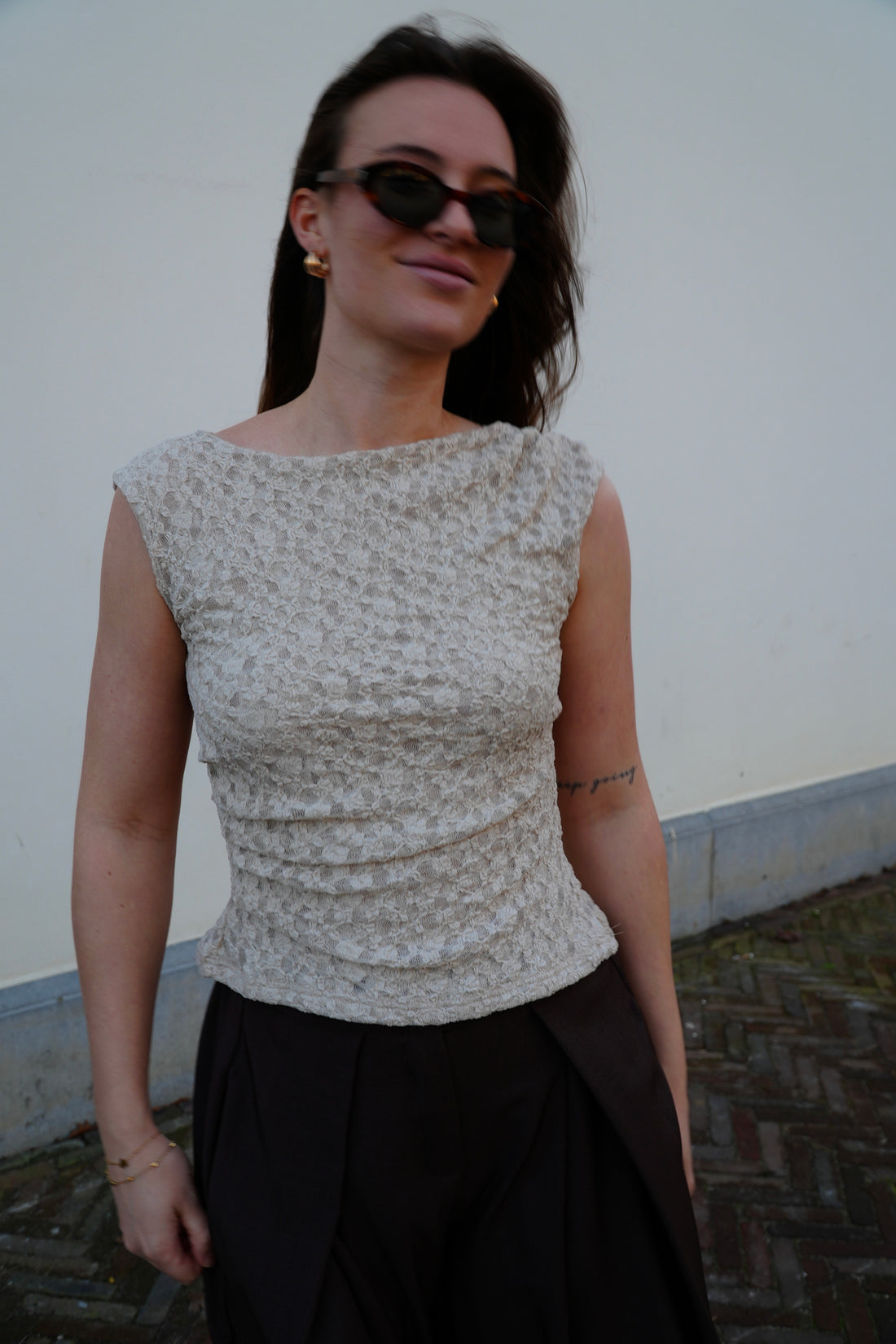 Lace Taupe Top
